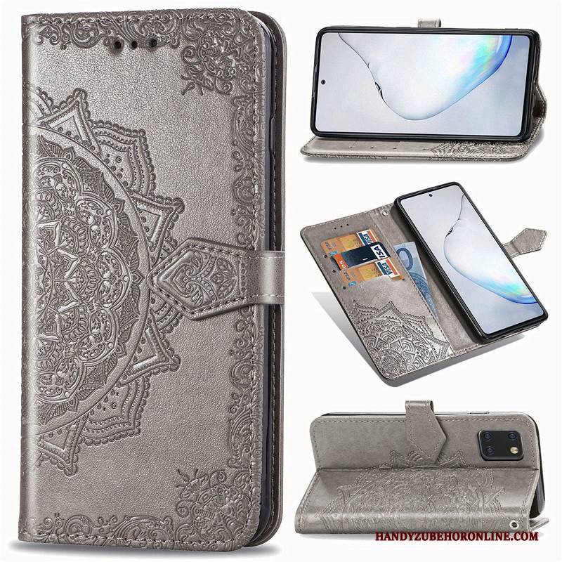 Hülle Samsung Galaxy Note 10 Lite Lederhülle Grün Handyhüllen, Case Samsung Galaxy Note 10 Lite Prägung Prägung Einfarbig