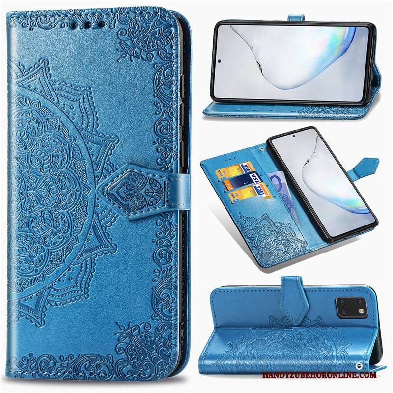 Hülle Samsung Galaxy Note 10 Lite Lederhülle Grün Handyhüllen, Case Samsung Galaxy Note 10 Lite Prägung Prägung Einfarbig