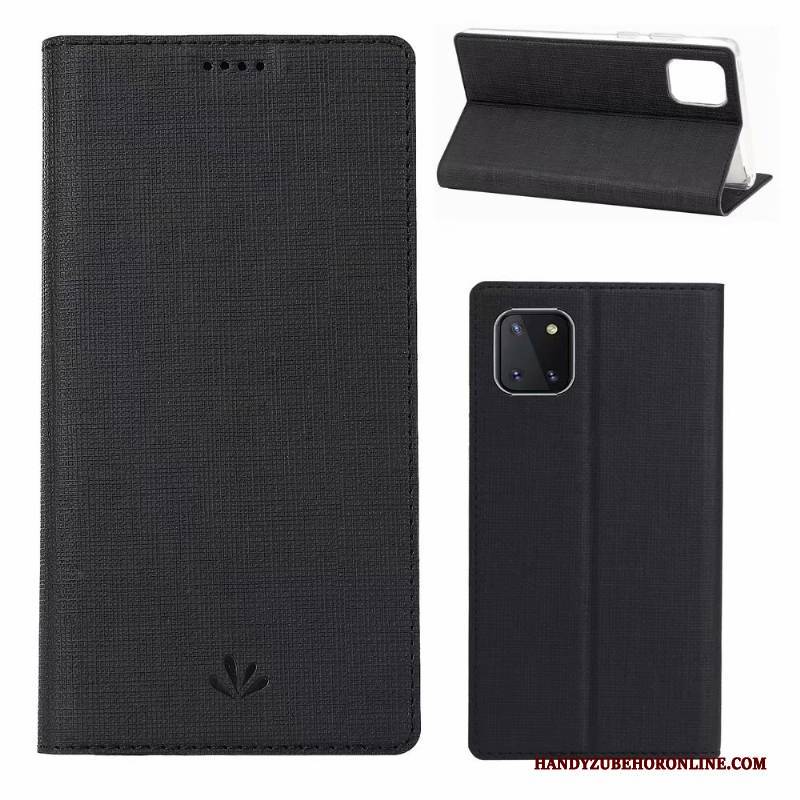 Hülle Samsung Galaxy Note 10 Lite Lederhülle Handyhüllen Stoff, Case Samsung Galaxy Note 10 Lite Schutz Muster Grau