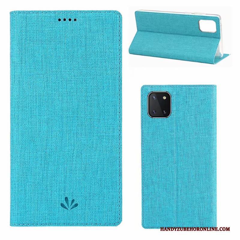 Hülle Samsung Galaxy Note 10 Lite Lederhülle Handyhüllen Stoff, Case Samsung Galaxy Note 10 Lite Schutz Muster Grau