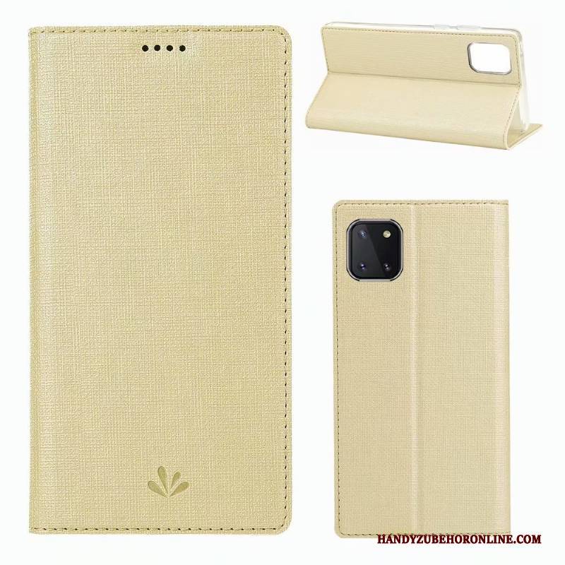 Hülle Samsung Galaxy Note 10 Lite Lederhülle Handyhüllen Stoff, Case Samsung Galaxy Note 10 Lite Schutz Muster Grau