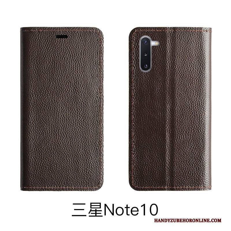 Hülle Samsung Galaxy Note 10 Lite Lederhülle Kuh Handyhüllen, Case Samsung Galaxy Note 10 Lite Folio Muster Litchi