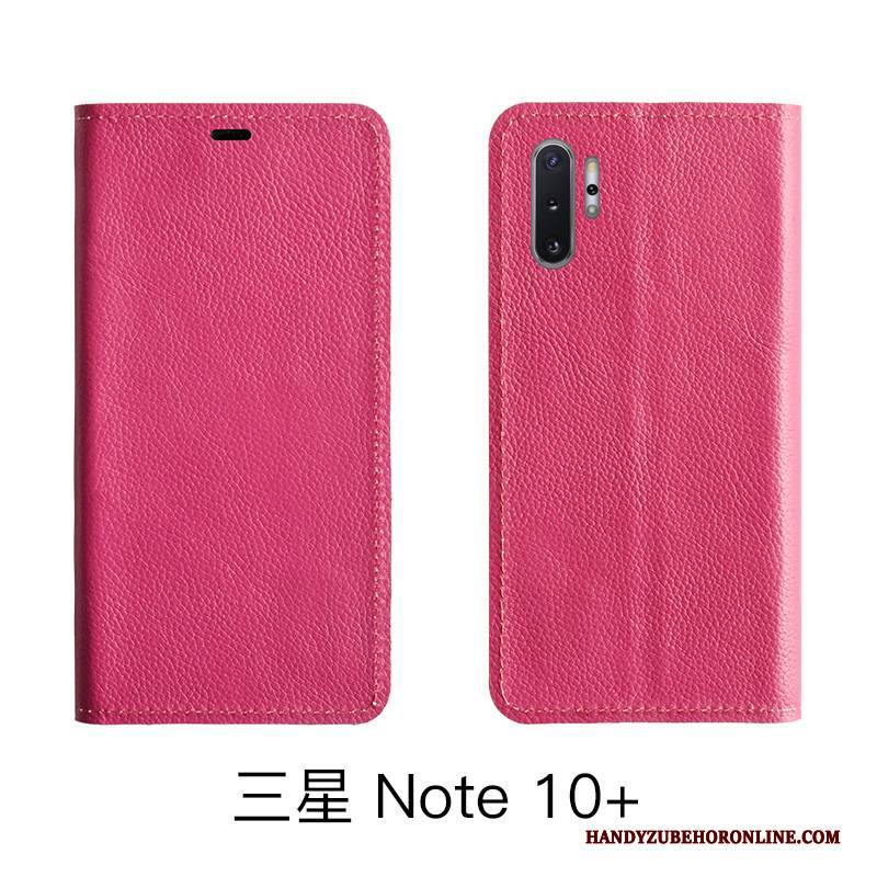 Hülle Samsung Galaxy Note 10 Lite Lederhülle Kuh Handyhüllen, Case Samsung Galaxy Note 10 Lite Folio Muster Litchi