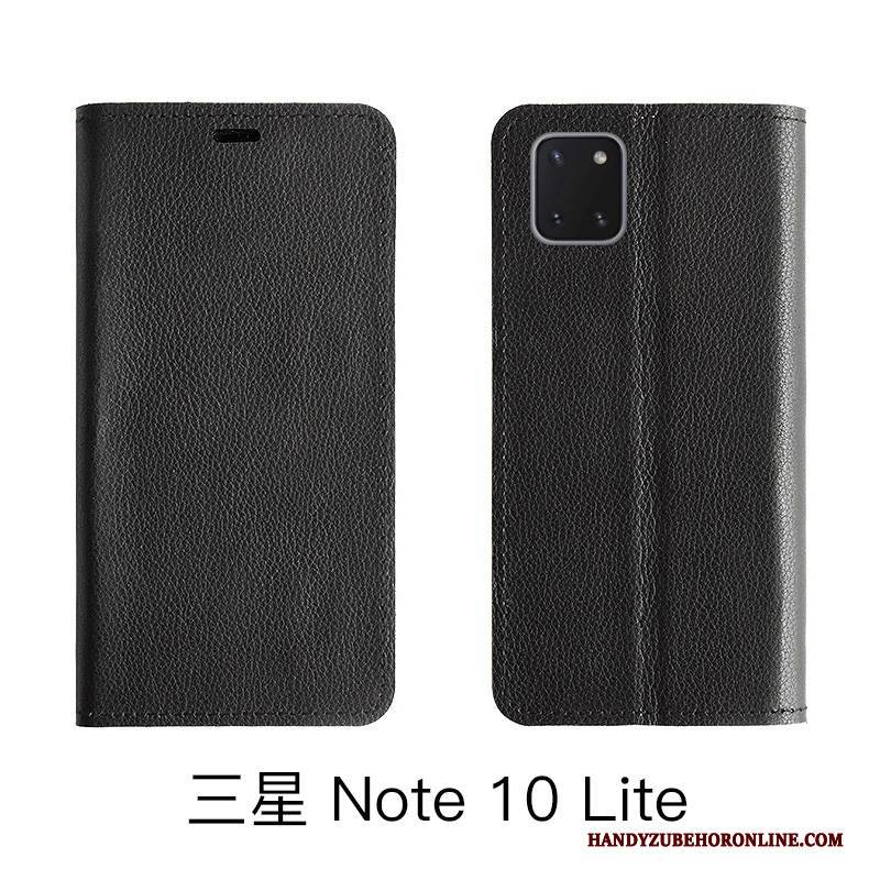 Hülle Samsung Galaxy Note 10 Lite Lederhülle Kuh Handyhüllen, Case Samsung Galaxy Note 10 Lite Folio Muster Litchi