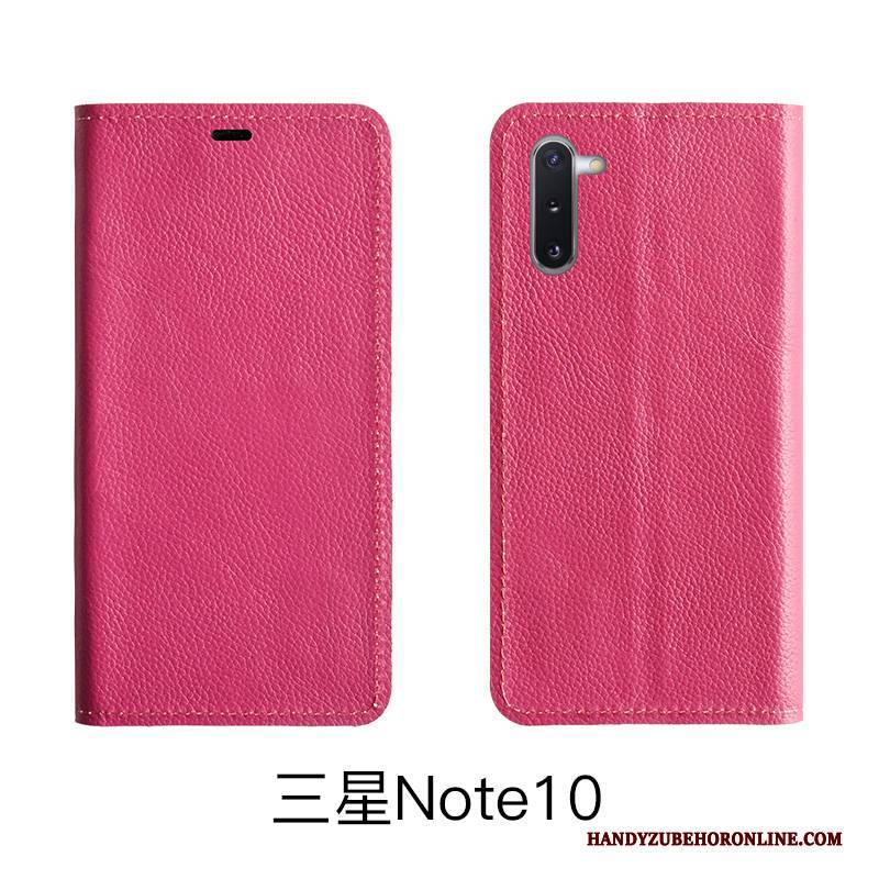 Hülle Samsung Galaxy Note 10 Lite Lederhülle Kuh Handyhüllen, Case Samsung Galaxy Note 10 Lite Folio Muster Litchi