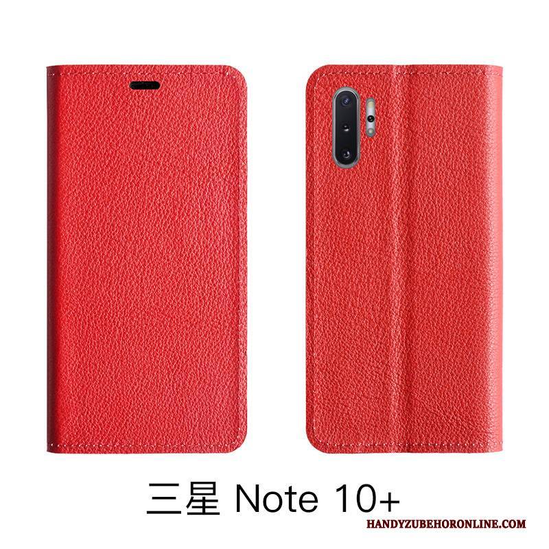 Hülle Samsung Galaxy Note 10 Lite Lederhülle Kuh Handyhüllen, Case Samsung Galaxy Note 10 Lite Folio Muster Litchi