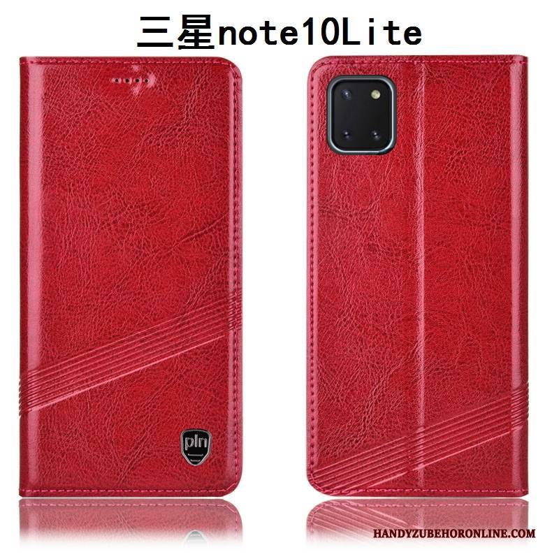 Hülle Samsung Galaxy Note 10 Lite Taschen Anti-sturz Handyhüllen, Case Samsung Galaxy Note 10 Lite Folio Rot