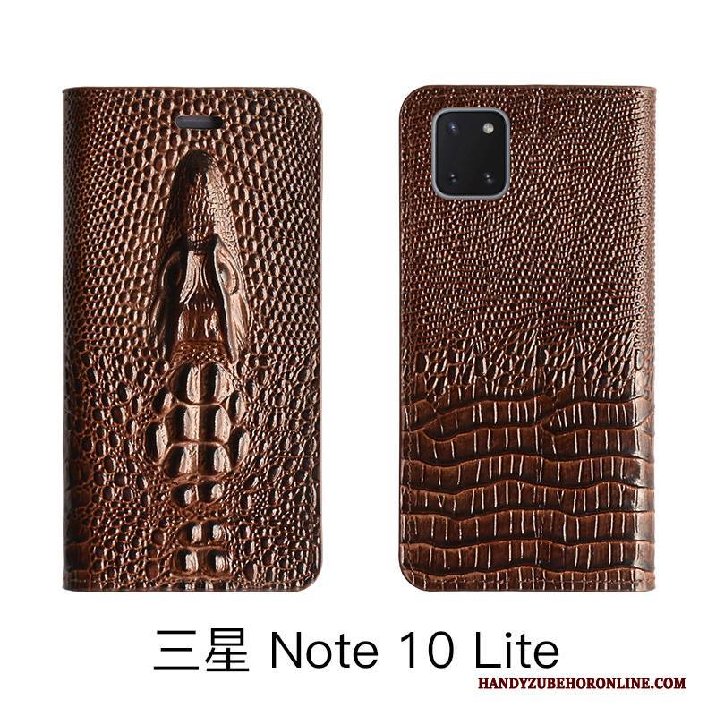 Hülle Samsung Galaxy Note 10 Lite Taschen Handyhüllen Kuh, Case Samsung Galaxy Note 10 Lite Lederhülle Gelb High-end