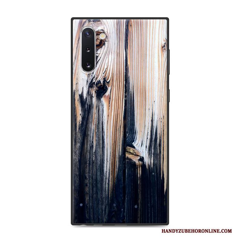 Hülle Samsung Galaxy Note 10 Schutz Einfach Persönlichkeit, Case Samsung Galaxy Note 10 Holzmaserung Grau Handyhüllen