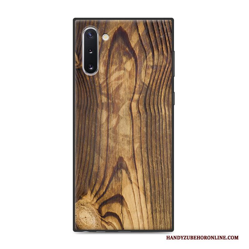 Hülle Samsung Galaxy Note 10 Schutz Einfach Persönlichkeit, Case Samsung Galaxy Note 10 Holzmaserung Grau Handyhüllen