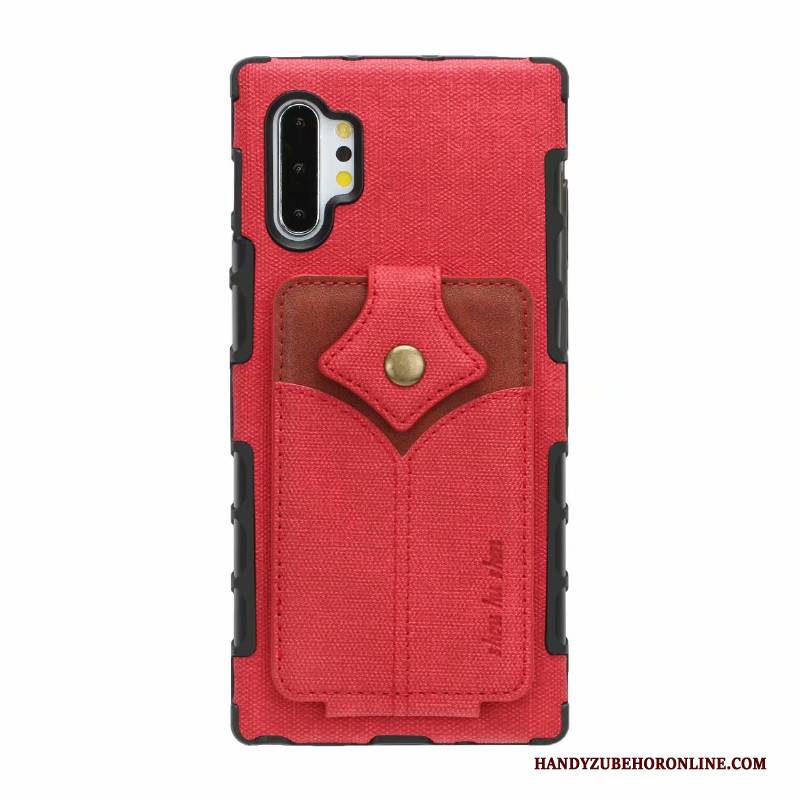 Hülle Samsung Galaxy Note 10+ Taschen Karte Handyhüllen, Case Samsung Galaxy Note 10+ Lederhülle Grau Anti-sturz