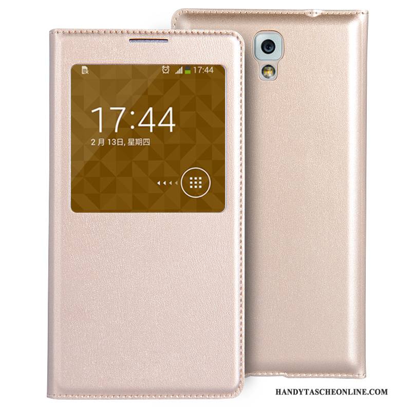 Hülle Samsung Galaxy Note 3 Leder Lila Handyhüllen, Case Samsung Galaxy Note 3 Schutz Mini