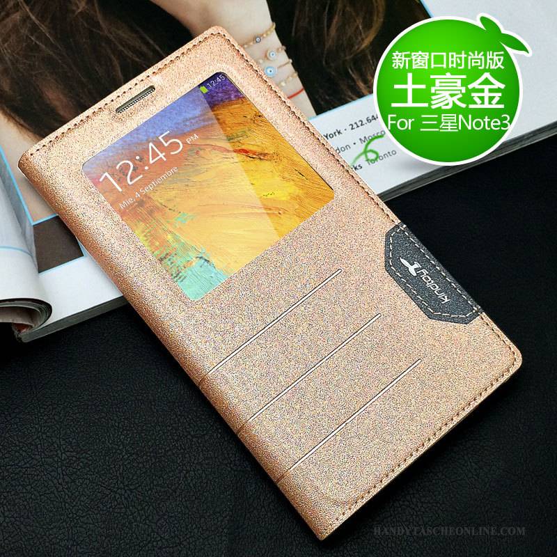 Hülle Samsung Galaxy Note 3 Lederhülle Handyhüllen Gold, Case Samsung Galaxy Note 3 Schutz Neu