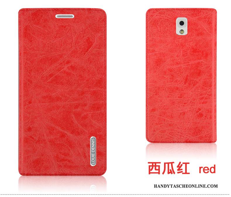 Hülle Samsung Galaxy Note 3 Lederhülle Rot Handyhüllen, Case Samsung Galaxy Note 3 Schutz Haltbar