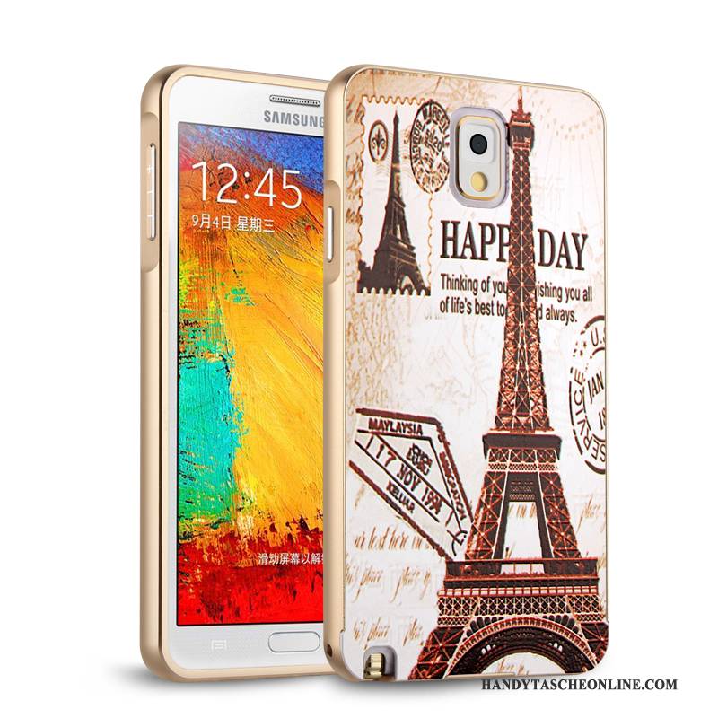 Hülle Samsung Galaxy Note 3 Schutz Hintere Abdeckung Membran, Case Samsung Galaxy Note 3 Metall Gold Temperieren