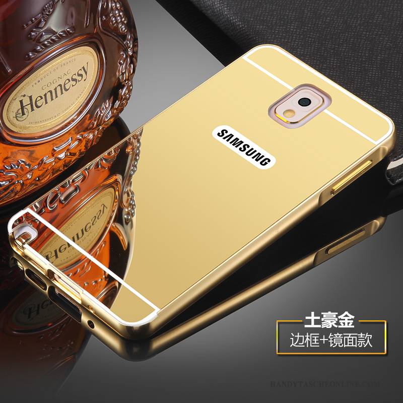 Hülle Samsung Galaxy Note 3 Schutz Hintere Abdeckung Membran, Case Samsung Galaxy Note 3 Metall Gold Temperieren