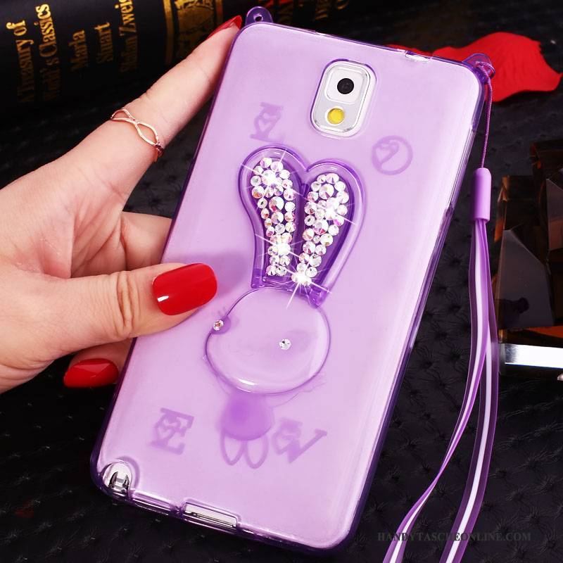 Hülle Samsung Galaxy Note 3 Schutz Hängende Verzierungen Handyhüllen, Case Samsung Galaxy Note 3 Karikatur Lila Neu