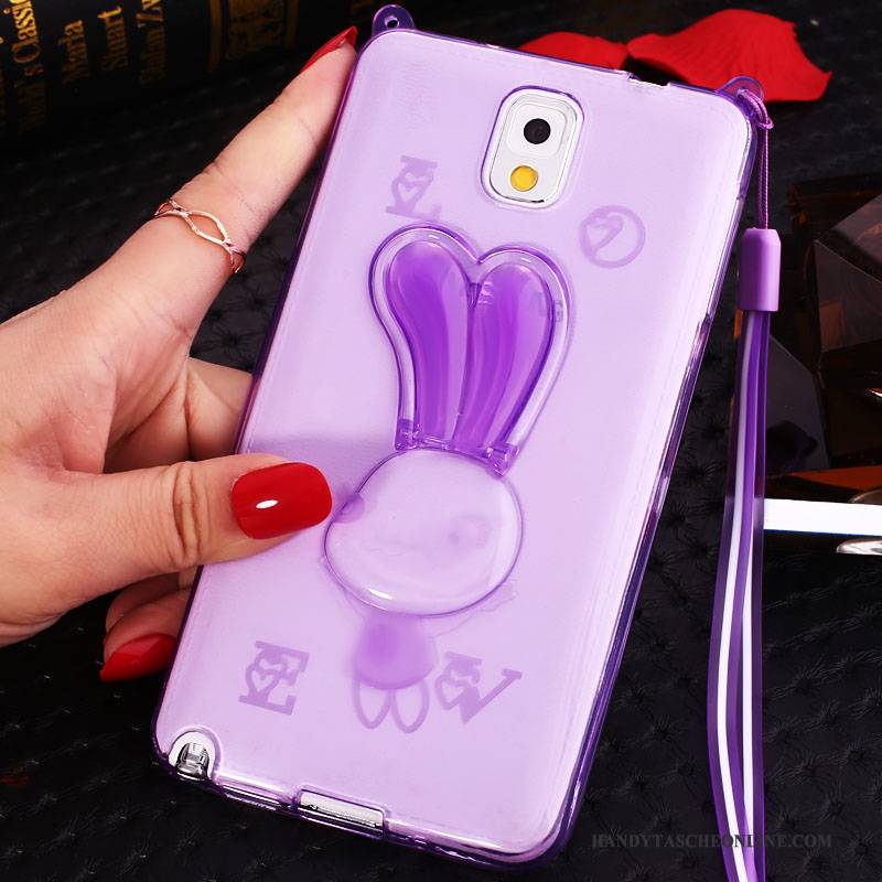 Hülle Samsung Galaxy Note 3 Schutz Hängende Verzierungen Handyhüllen, Case Samsung Galaxy Note 3 Karikatur Lila Neu