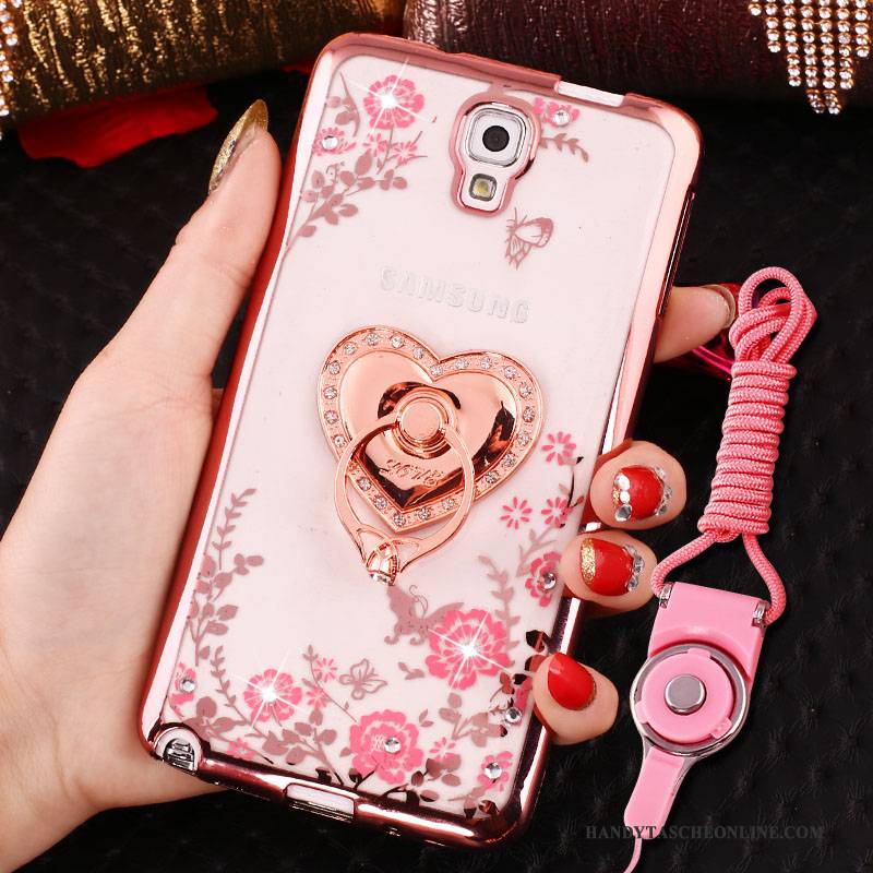 Hülle Samsung Galaxy Note 3 Silikon Hängende Verzierungen Handyhüllen, Case Samsung Galaxy Note 3 Schutz Ring Rosa