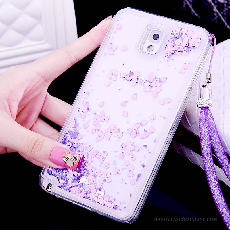 Hülle Samsung Galaxy Note 3 Silikon Treibsand Nette, Case Samsung Galaxy Note 3 Schutz Lila Hängende Verzierungen