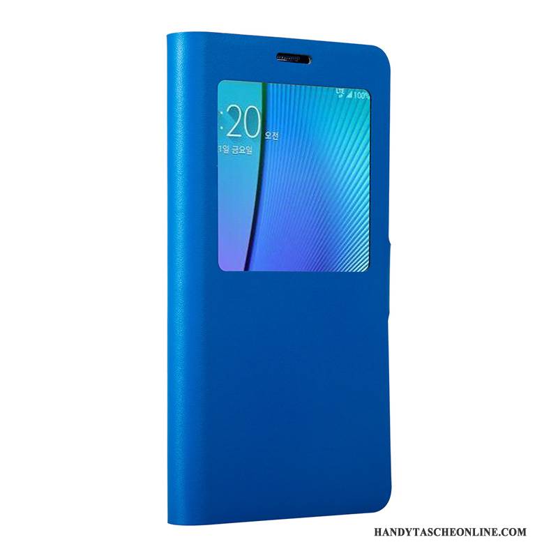 Hülle Samsung Galaxy Note 4 Folio Blau Handyhüllen, Case Samsung Galaxy Note 4 Schutz