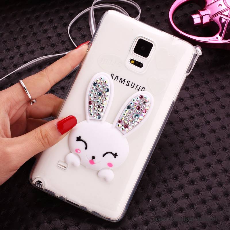 Hülle Samsung Galaxy Note 4 Halterung Pelzball Handyhüllen, Case Samsung Galaxy Note 4 Strass Häschen Lila