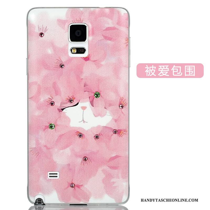 Hülle Samsung Galaxy Note 4 Karikatur Nubuck Hintere Abdeckung, Case Samsung Galaxy Note 4 Schutz Rosa Handyhüllen