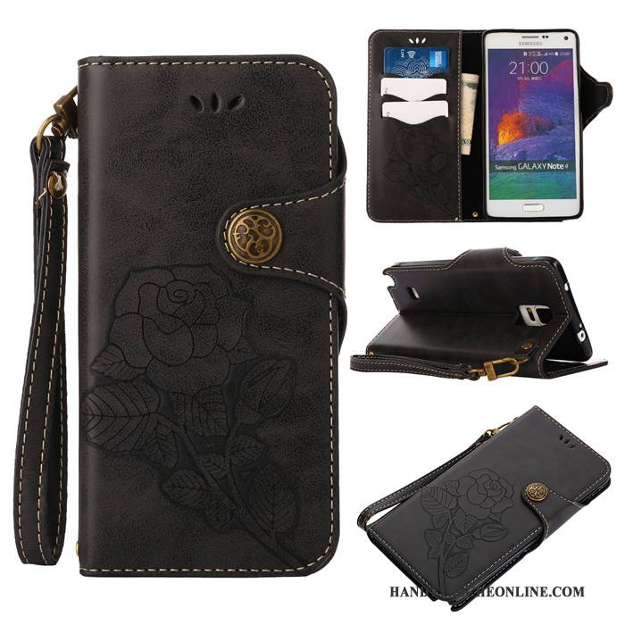 Hülle Samsung Galaxy Note 4 Lederhülle Anti-sturz Rosa, Case Samsung Galaxy Note 4 Silikon Handyhüllen