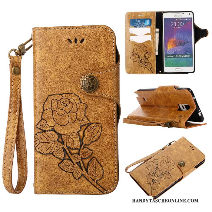 Hülle Samsung Galaxy Note 4 Lederhülle Anti-sturz Rosa, Case Samsung Galaxy Note 4 Silikon Handyhüllen