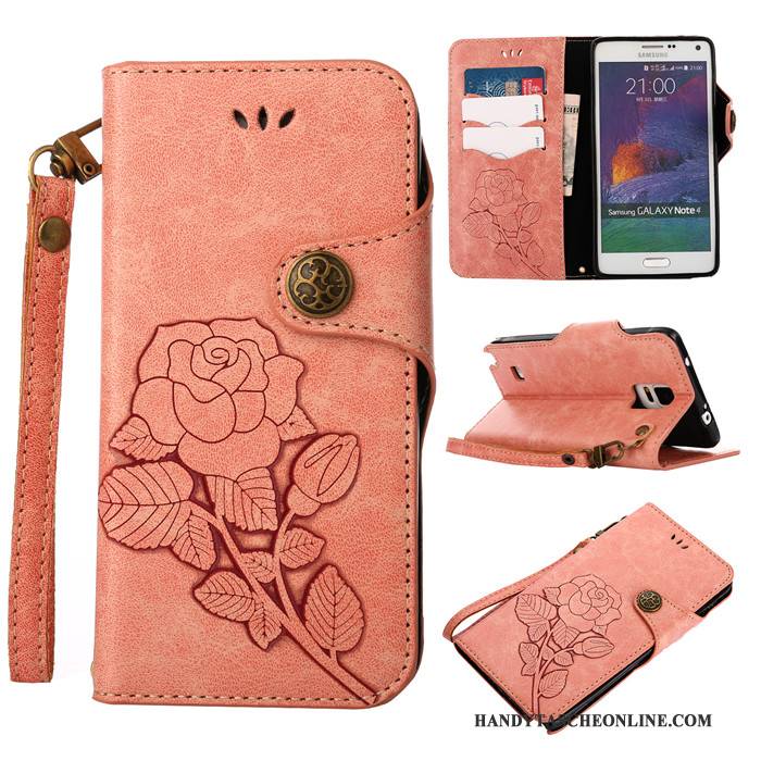 Hülle Samsung Galaxy Note 4 Lederhülle Anti-sturz Rosa, Case Samsung Galaxy Note 4 Silikon Handyhüllen