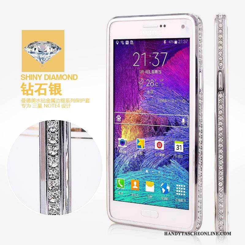 Hülle Samsung Galaxy Note 4 Metall Gold Grenze, Case Samsung Galaxy Note 4 Strass Anti-sturz