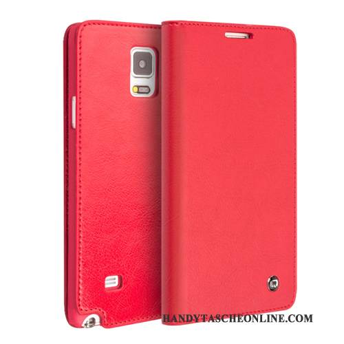 Hülle Samsung Galaxy Note 4 Schutz Rot, Case Samsung Galaxy Note 4 Leder