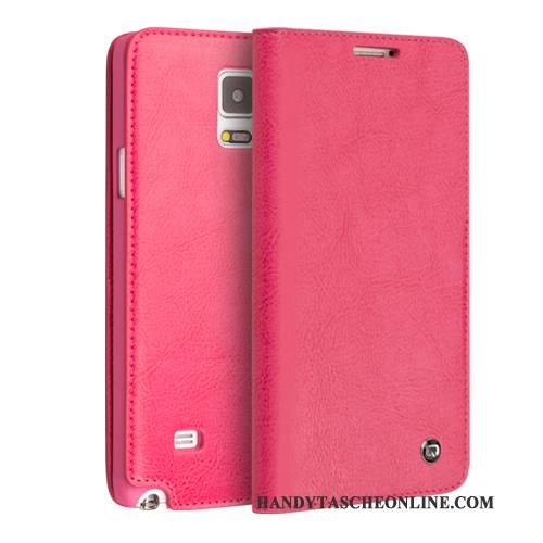 Hülle Samsung Galaxy Note 4 Schutz Rot, Case Samsung Galaxy Note 4 Leder