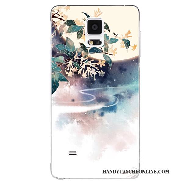 Hülle Samsung Galaxy Note 4 Silikon Handbemalte Hängende Verzierungen, Case Samsung Galaxy Note 4 Retro Handyhüllen Lila