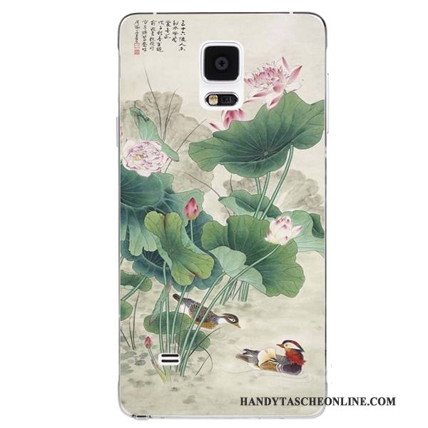 Hülle Samsung Galaxy Note 4 Silikon Handbemalte Hängende Verzierungen, Case Samsung Galaxy Note 4 Retro Handyhüllen Lila