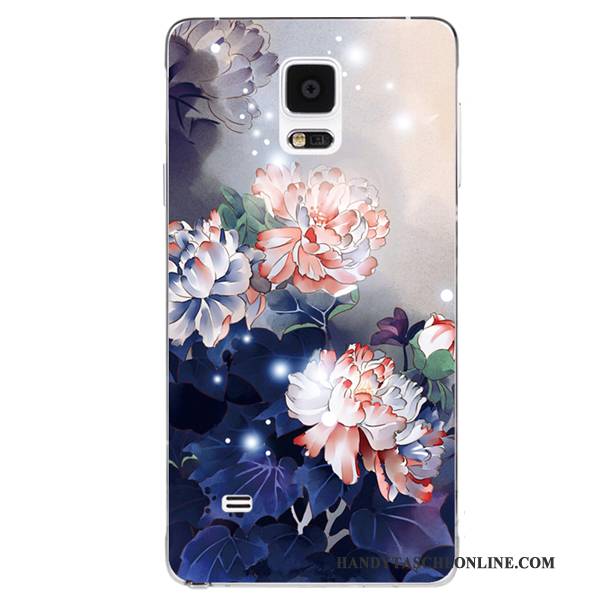 Hülle Samsung Galaxy Note 4 Silikon Handbemalte Hängende Verzierungen, Case Samsung Galaxy Note 4 Retro Handyhüllen Lila