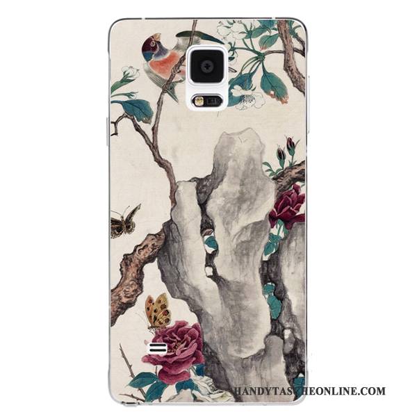 Hülle Samsung Galaxy Note 4 Weiche Chinesische Art Persönlichkeit, Case Samsung Galaxy Note 4 Silikon Muster Vogel