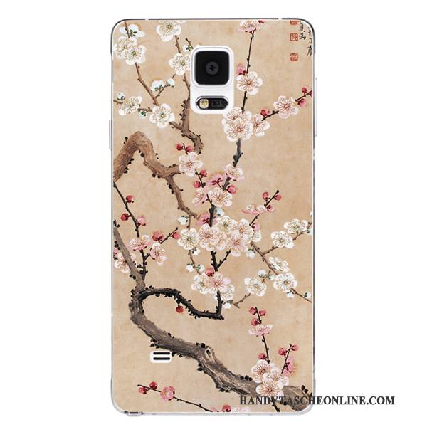 Hülle Samsung Galaxy Note 4 Weiche Chinesische Art Persönlichkeit, Case Samsung Galaxy Note 4 Silikon Muster Vogel