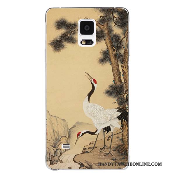 Hülle Samsung Galaxy Note 4 Weiche Chinesische Art Persönlichkeit, Case Samsung Galaxy Note 4 Silikon Muster Vogel