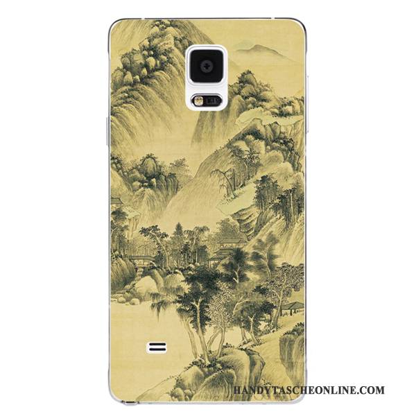 Hülle Samsung Galaxy Note 4 Weiche Chinesische Art Persönlichkeit, Case Samsung Galaxy Note 4 Silikon Muster Vogel