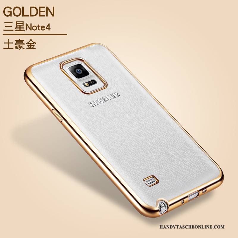 Hülle Samsung Galaxy Note 4 Weiche Gold Transparent, Case Samsung Galaxy Note 4 Schutz Handyhüllen Anti-sturz