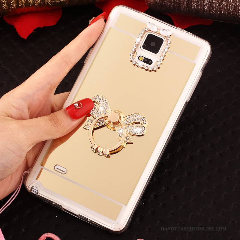 Hülle Samsung Galaxy Note 4 Weiche Handyhüllen Gold, Case Samsung Galaxy Note 4 Schutz Hängende Verzierungen Ring