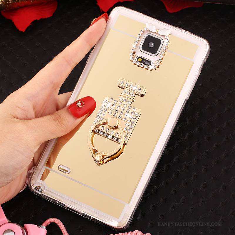 Hülle Samsung Galaxy Note 4 Weiche Handyhüllen Gold, Case Samsung Galaxy Note 4 Schutz Hängende Verzierungen Ring