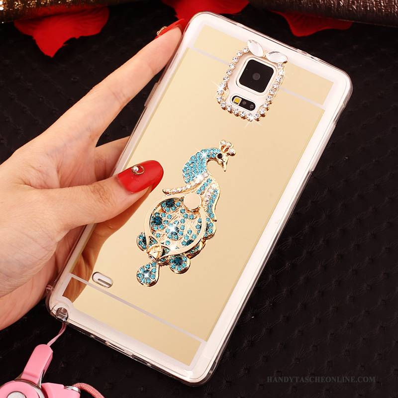 Hülle Samsung Galaxy Note 4 Weiche Handyhüllen Gold, Case Samsung Galaxy Note 4 Schutz Hängende Verzierungen Ring