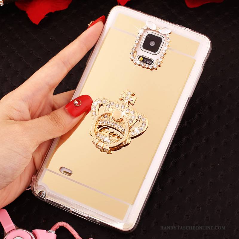 Hülle Samsung Galaxy Note 4 Weiche Handyhüllen Gold, Case Samsung Galaxy Note 4 Schutz Hängende Verzierungen Ring