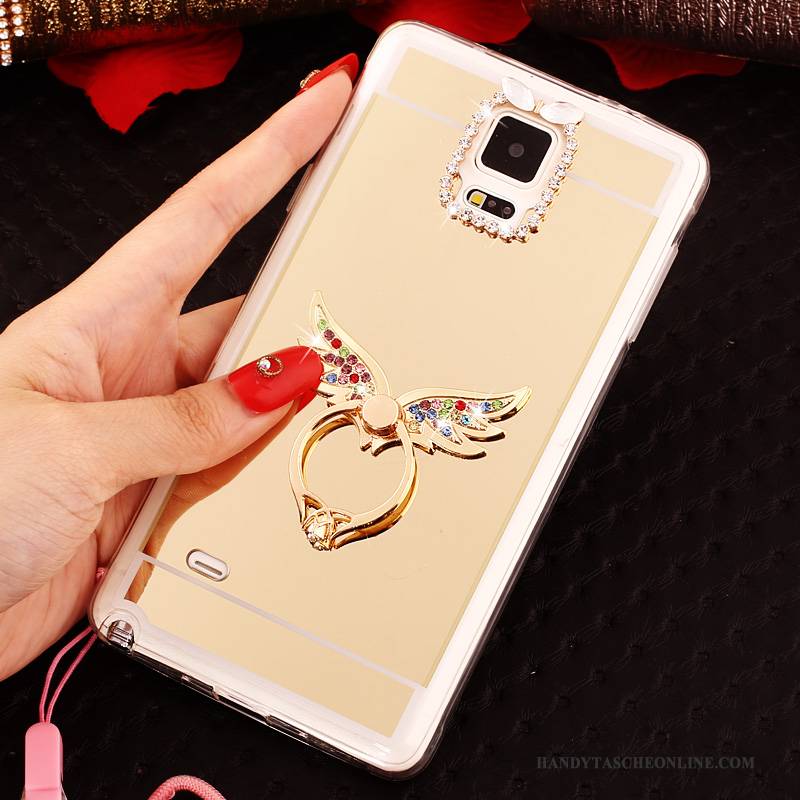 Hülle Samsung Galaxy Note 4 Weiche Handyhüllen Gold, Case Samsung Galaxy Note 4 Schutz Hängende Verzierungen Ring