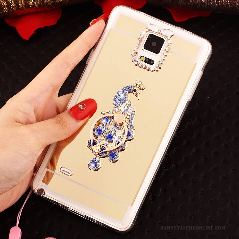 Hülle Samsung Galaxy Note 4 Weiche Handyhüllen Gold, Case Samsung Galaxy Note 4 Schutz Hängende Verzierungen Ring