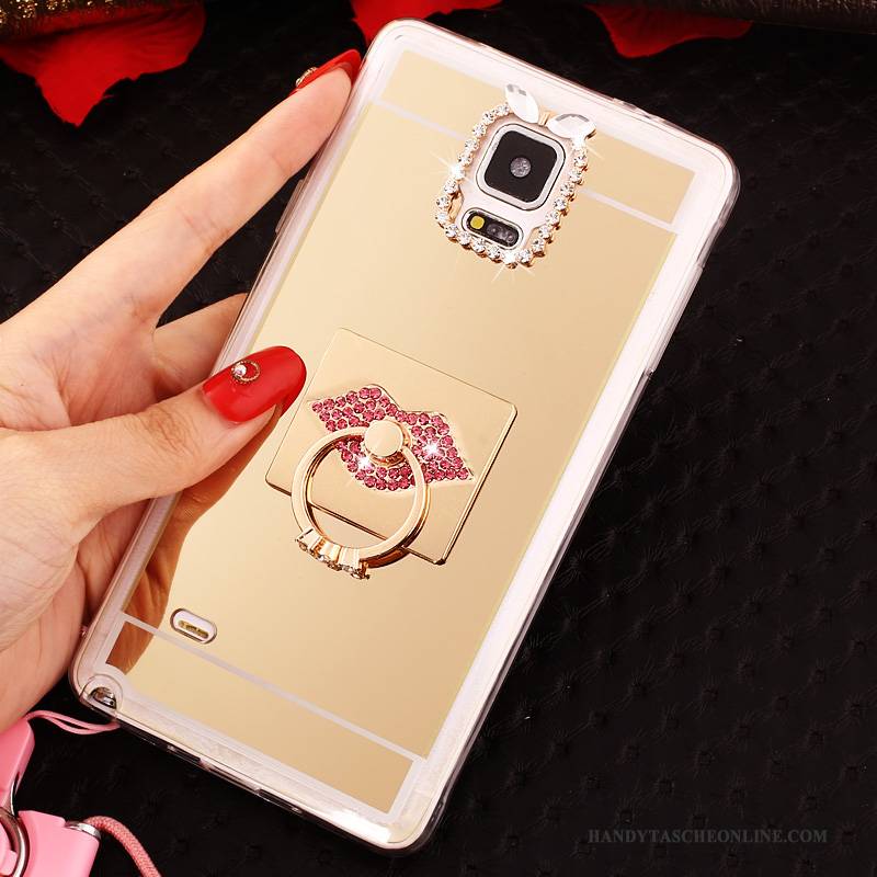 Hülle Samsung Galaxy Note 4 Weiche Handyhüllen Gold, Case Samsung Galaxy Note 4 Schutz Hängende Verzierungen Ring