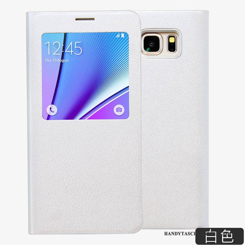 Hülle Samsung Galaxy Note 5 Lederhülle Weiß Neu, Case Samsung Galaxy Note 5 Schutz Schlafsaal Handyhüllen