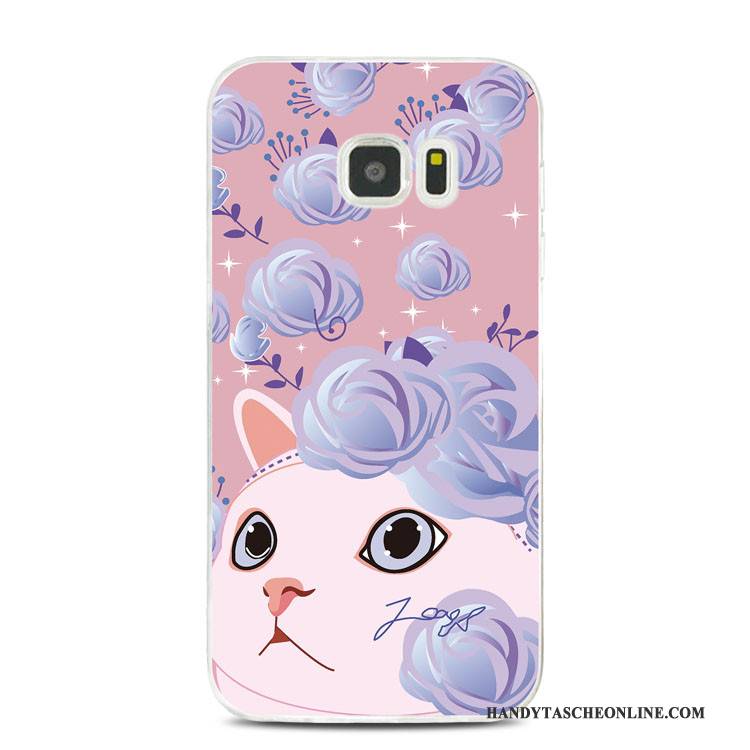 Hülle Samsung Galaxy Note 5 Prägung Katzen Blumen, Case Samsung Galaxy Note 5 Taschen Handyhüllen Lila